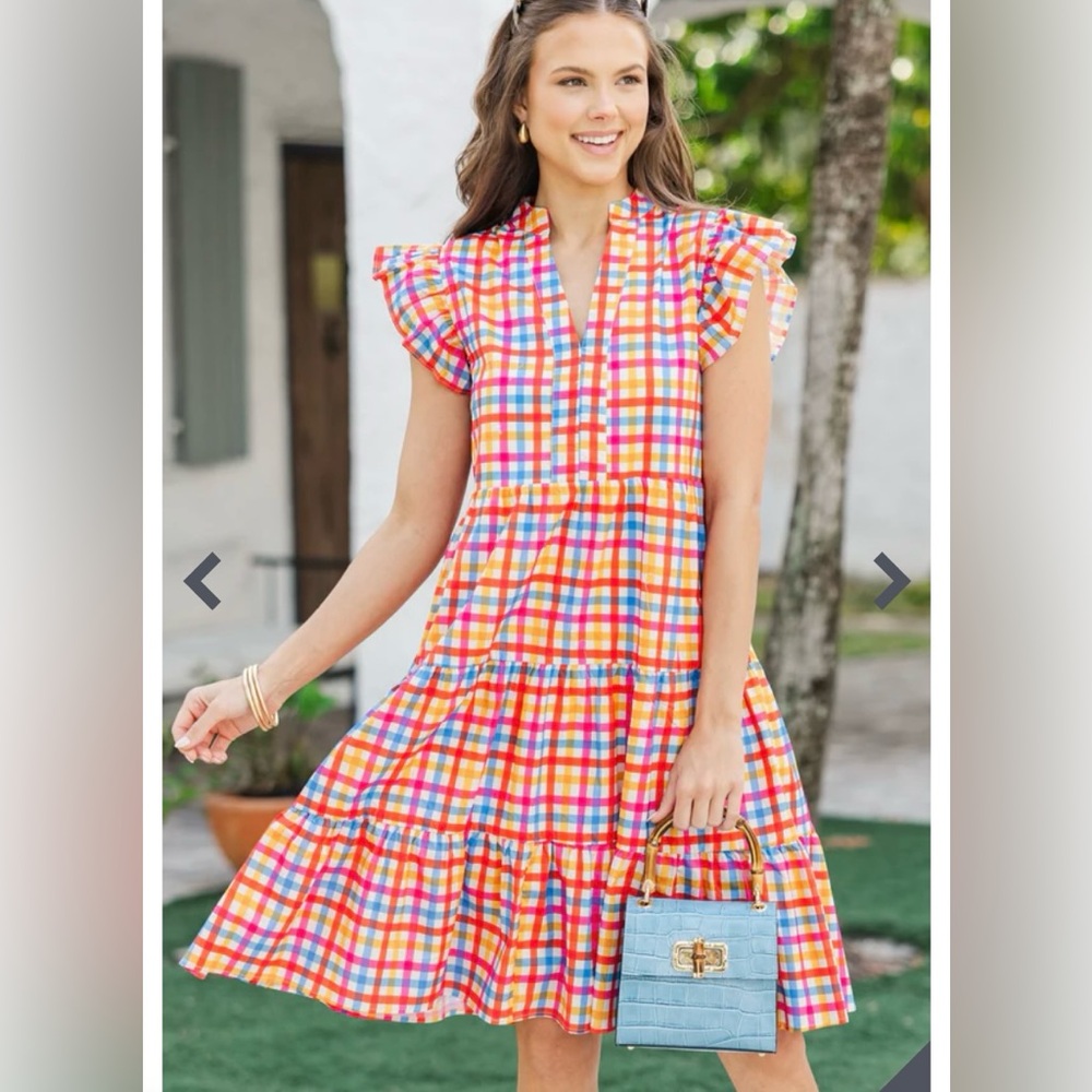 Make It Your Own Fuchsia Gingham Tiered Dress